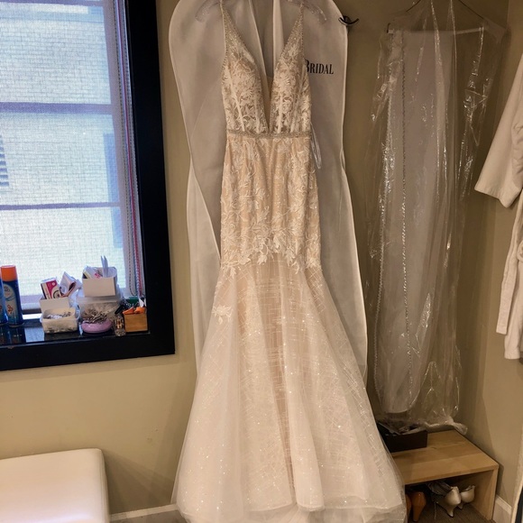 Deep V, Low Back Wedding Dress that Sparkles - Picture 6 of 6